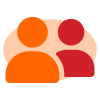 icon representing 13 user profiles with orange and red colors
